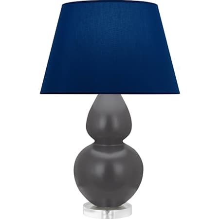 Robert Abbey Matte Double Gourd 30" Tall Vase Table Lamp with Navy Fabric Shade and Lucite Base Matte Ash