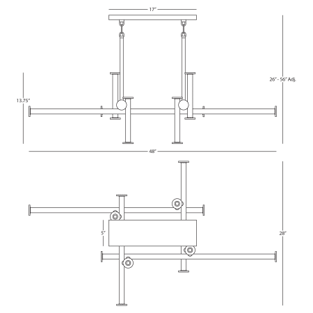 Robert Abbey-Milano Linear Chandelier-Line Drawing