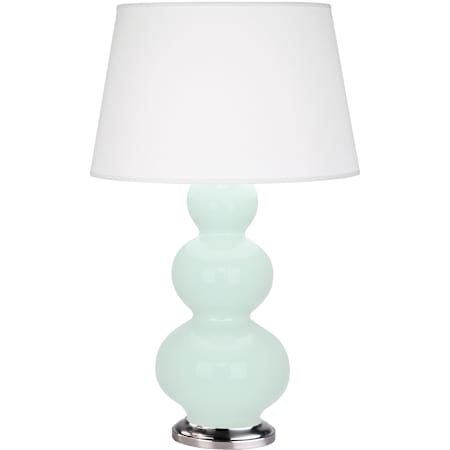 Robert Abbey Triple Gourd 33" Tall Vase Table Lamp with Pearl Dupioni Shade and Silver Base Mint Glazed