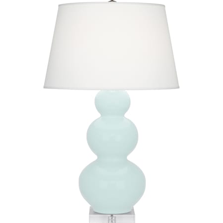 Robert Abbey Triple Gourd 33" Tall Vase Table Lamp with Pearl Dupioni Shade and Lucite Base Mint Glazed