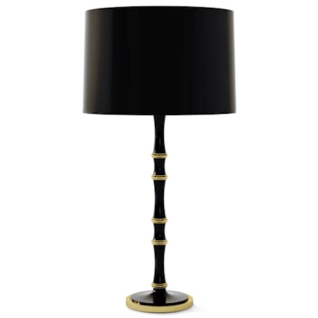 Robert Abbey Kane 31" Tall Buffet Table Lamp with Black Paper Shade Obsidian / Modern Brass