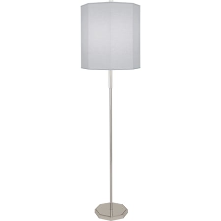 Robert Abbey Kate 66" Tall Torchiere Floor Lamp with Pearl Gray Fabric Shade Polished Nickel / Lucite Crystal