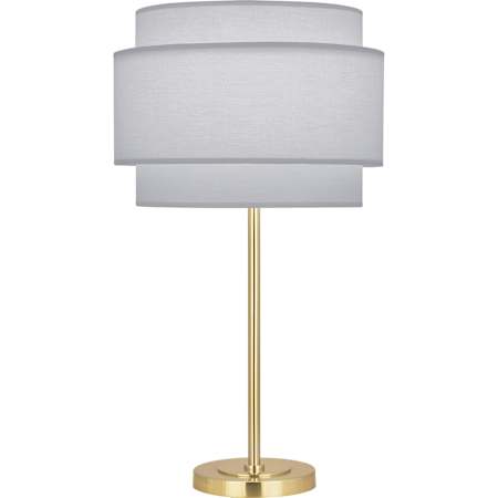 Robert Abbey Decker 29" Tall Buffet Table Lamp with Tiered Pearl Fabric Shade Modern Brass