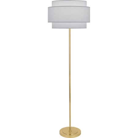 Robert Abbey Decker 63" Tall Torchiere Floor Lamp with Tiered Pearl Fabric Shade Modern Brass