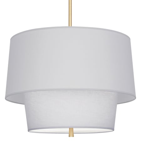 Robert Abbey Decker 3 Light 24" Wide Pendant with Tapered Tiered Pearl Gray Fabric Shade Modern Brass