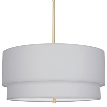 Robert Abbey Decker 3 Light 30" Wide Pendant with Tiered Light Gray Fabric Shade Modern Brass