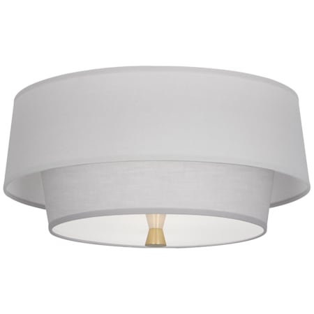 Robert Abbey Decker 2 Light 17" Wide Flush Mount Ceiling Fixture with Tiered Pearl Fabric Shade Modern Brass