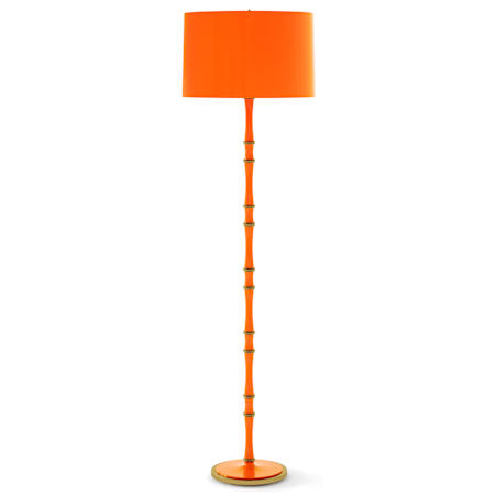 Robert Abbey Kane 65" Tall Torchiere Floor Lamp with Pumpkin/Orange Paper Shade Pumpkin / Modern Brass
