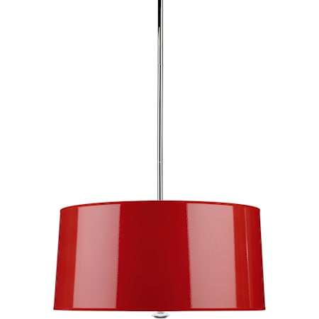 Robert Abbey Penelope 3 Light 26" Wide Pendant with Red Paper Shade Polished Nickel