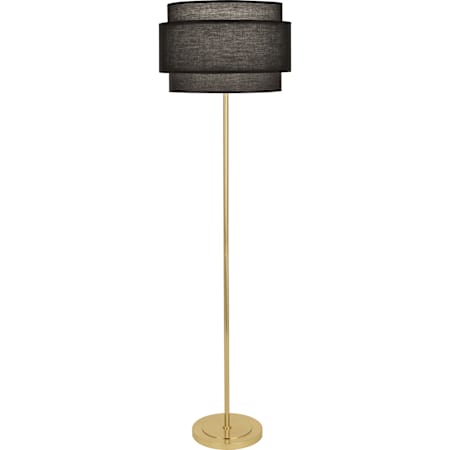 Robert Abbey Decker 63" Tall Torchiere Floor Lamp with Raven Black Tiered Shade Modern Brass