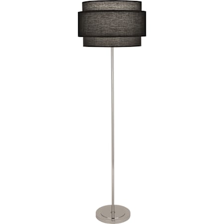 Robert Abbey Decker 63" Tall Torchiere Floor Lamp with Raven Black Tiered Shade Polished Nickel