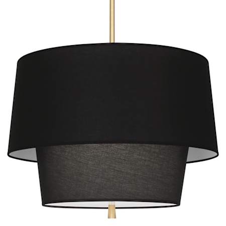 Robert Abbey Decker 3 Light 24" Wide Pendant with Raven Black Tapered Tiered Shade Modern Brass