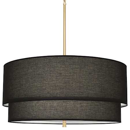 Robert Abbey Decker 3 Light 30" Wide Pendant with Raven Black Tiered Shade Modern Brass