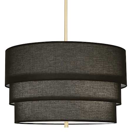 Robert Abbey Decker 3 Light 24" Wide Pendant with Raven Black Tiered Shade Modern Brass