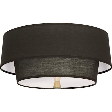 Robert Abbey Decker 2 Light 17" Wide Flush Mount Ceiling Fixture with Raven Black Tiered Shade Modern Brass