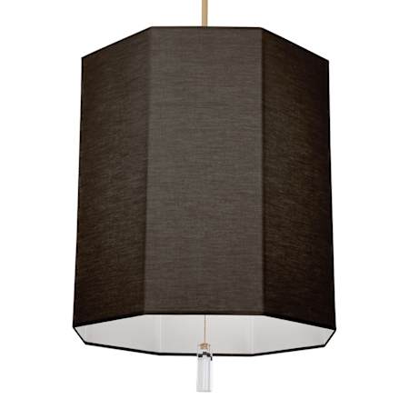 Robert Abbey Kate 6 Light 24" Wide Crystal Pendant with Raven Black Fabric Shade Modern Brass / Lucite Crystal