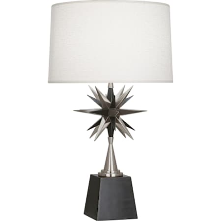 Robert Abbey Cosmos 30" Tall Buffet Table Lamp with White Fabric Shade Deep Patina Bronze / Antique Silver