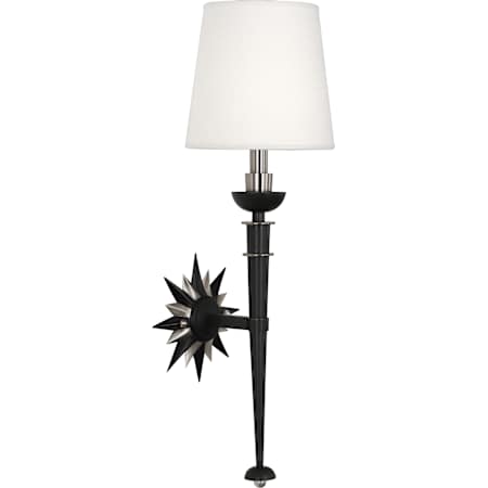 Robert Abbey Cosmos 26" Wall Sconce with Linen Fabric Shade Deep Patina Bronze / Antique Silver