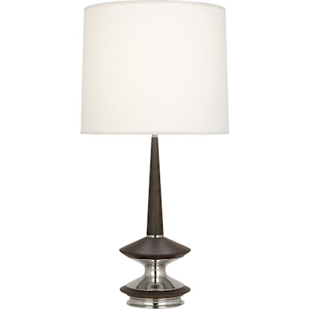 Robert Abbey Fletcher 35" Tall Buffet Table Lamp with White Fabric Shade Polished Nickel / Dark Walnut