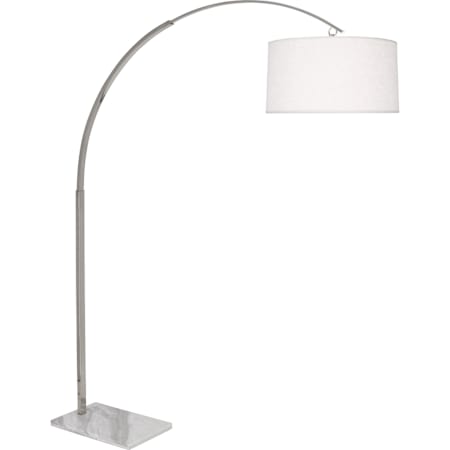 Robert Abbey Archer 2 Light 81" Tall Arc Floor Lamp with White Fabric Shade Polished Nickel