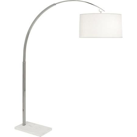 Robert Abbey Archer 2 Light 67" Tall Arc Floor Lamp with White Fabric Shade Polished Nickel