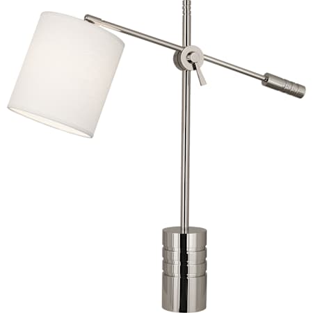 Robert Abbey Campbell 27" Tall Boom Arm Desk Lamp with Oyster Linen Shade Polished Nickel