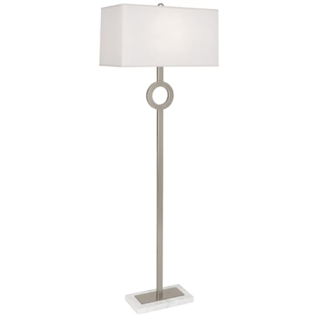 Robert Abbey Oculus 63" Tall Torchiere Floor Lamp with Oyster Linen Shade Antique Silver / White Marble
