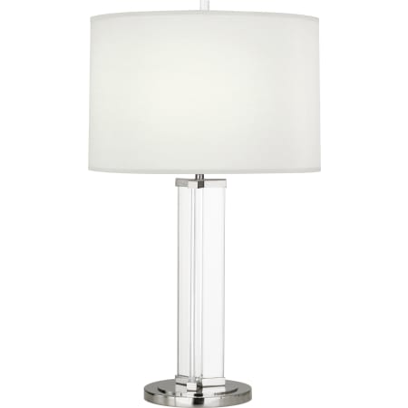 Robert Abbey Fineas 29" Column Table Lamp with an Ascot Fabric Shade Polished Nickel
