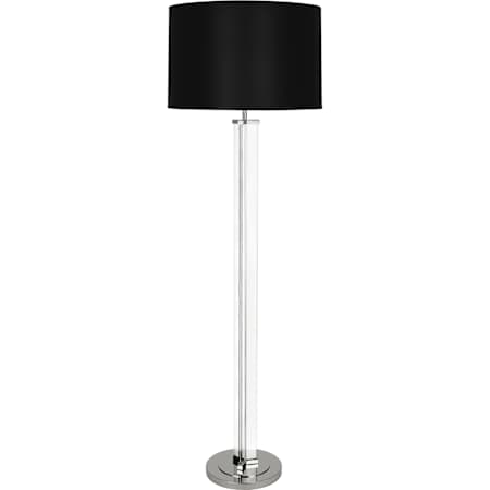 Robert Abbey Fineas 65" Tall Torchiere Floor Lamp with Black Paper Shade Polished Nickel
