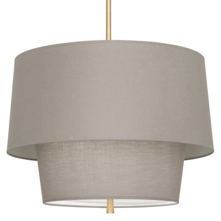 Robert Abbey Decker 3 Light 24" Wide Pendant with Tapered Tiered Gray Fabric Shade Modern Brass