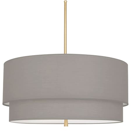 Robert Abbey Decker 3 Light 30" Wide Pendant with Tiered Gray Fabric Shade Modern Brass