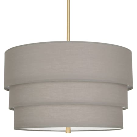 Robert Abbey Decker 3 Light 24" Wide Pendant with Tiered Gray Fabric Shade Modern Brass