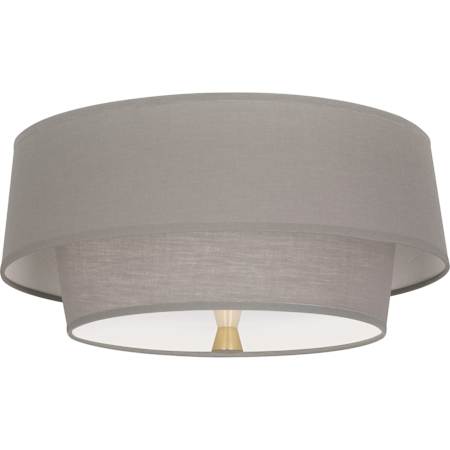 Robert Abbey Decker 2 Light 17" Wide Flush Mount Ceiling Fixture with Tiered Gray Fabric Shade Modern Brass