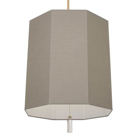 Robert Abbey Kate 6 Light 24" Wide Crystal Pendant with Gray Fabric Shade Modern Brass / Lucite Crystal