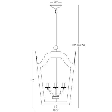 Robert Abbey-Tayloe L Pendant-Line Drawing