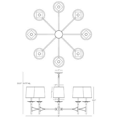 Robert Abbey-Trigger Chandelier-Line Drawing