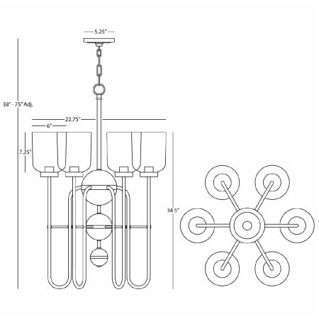 Robert Abbey-Tyrie Chandelier-Line Drawing