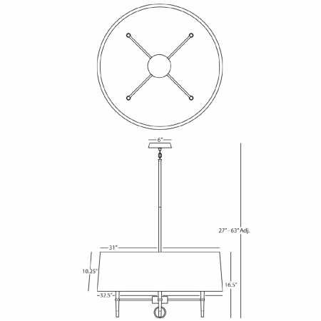 Robert Abbey-Ventana Shade Chandelier-Line Drawing