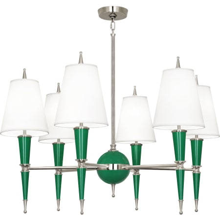 Robert Abbey-Versailles Ascot Nickel Chandelier-Emerald Green Full