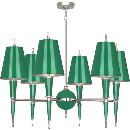 Robert Abbey-Versailles OPQ Nickel Chandelier-Emerald Green Full
