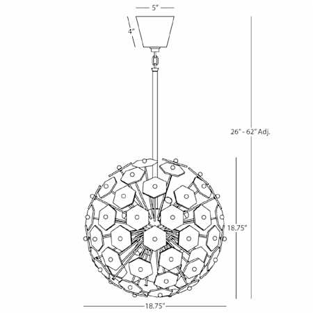 Robert Abbey-Vienna S Globe Pendant-Line Drawing