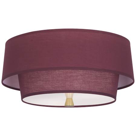 Robert Abbey Decker 2 Light 17" Wide Flush Mount Ceiling Fixture with Tiered Burgundy Fabric Shade Modern Brass