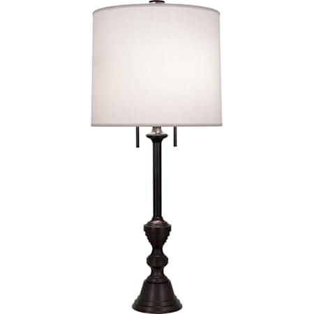 Robert Abbey Arthur 2 Light 34" Tall Buffet Table Lamp with Pearl Fabric Shade Deep Patina Bronze