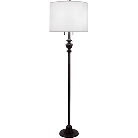 Robert Abbey Arthur 2 Light 65" Tall Torchiere Floor Lamp with Pearl Fabric Shade Deep Patina Bronze