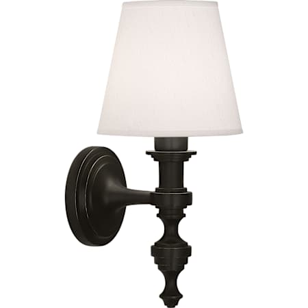 Robert Abbey Arthur 15" Tall Wall Sconce with Pearl Fabric Shade Deep Patina Bronze