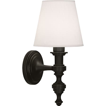 Robert Abbey Arthur 15" Tall Wall Sconce with Pearl Fabric Shade Deep Patina Bronze
