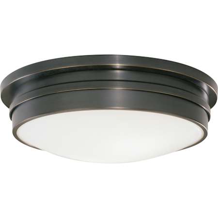 Robert Abbey Roderick 3 Light 16" Wide Flush Mount Bowl Ceiling Fixture with Frosted Glass Shade Deep Patina Bronze