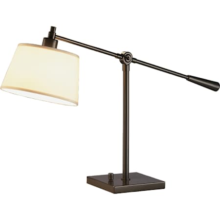 Robert Abbey Real Simple 16" Tall Boom Arm Desk Lamp with Snowflake Fabric Shade Deep Bronze