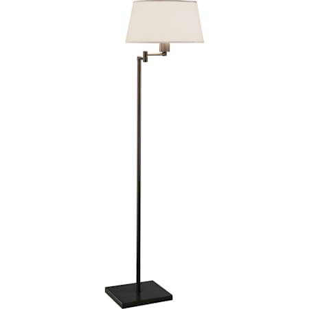 Robert Abbey Real Simple 56" Tall Swing Arm Floor Lamp with Snowflake Fabric Shade Dark Bronze