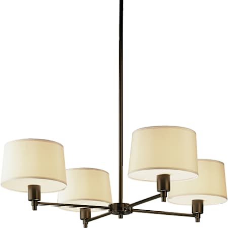 Robert Abbey Real Simple 4 Light 35" Wide Chandelier with Snowflake Fabric Shades Deep Bronze